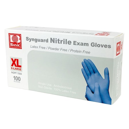 Synguard Disposable Gloves, Nitrile, XL, 100 PK NGPF7004